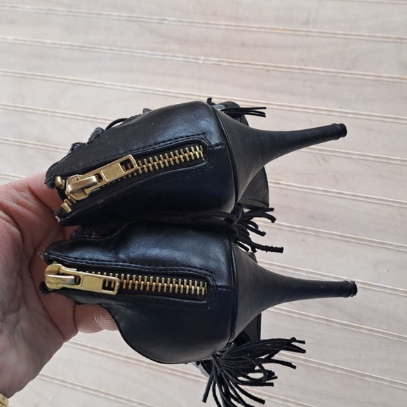 Zigi Soho Deebra Stylish Black Woven Strap Y2k Fringe Stylish Stiletto High Heel - Picture 4 of 10